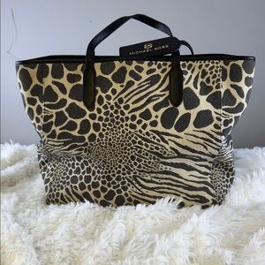 Michael Kors Black and Cream Animal Print Tote G4